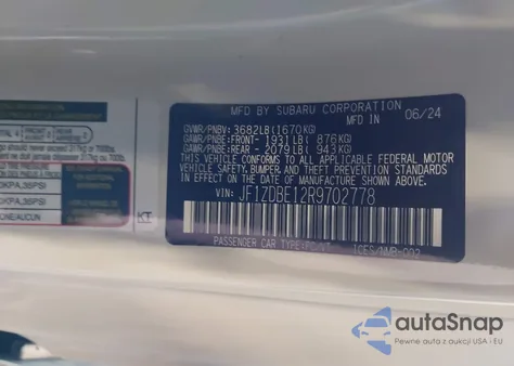 2024 Subaru Brz Limited from USA, damaged, VIN JF1ZDBE12R9702778